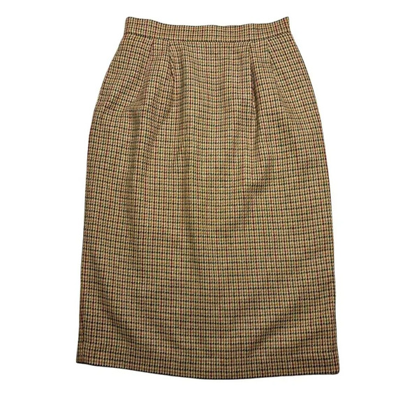 Vintage Leslie Fay 80s Wool Woven Houndstooth Pencil Skirt Womens Size 10 - Picture 1 of 8